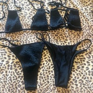 Two micro bikinis black smock line detailing